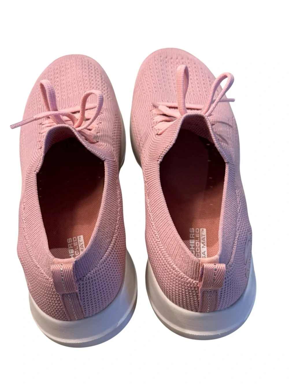 Skechers Air Cooled Goga Mat Women's 8.5  Pink Knit Lace-Up Slip On Sneakers